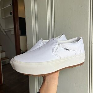 Vans White Canvas Slip-On with Gum Sole